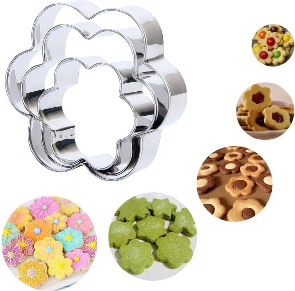 12x Cookie Cutter Set - Cookie Shapes - Flower, Heart, Round, Star - Image 4
