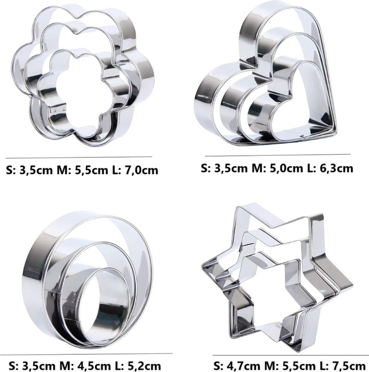 12x Cookie Cutter Set - Cookie Shapes - Flower, Heart, Round, Star - Image 5