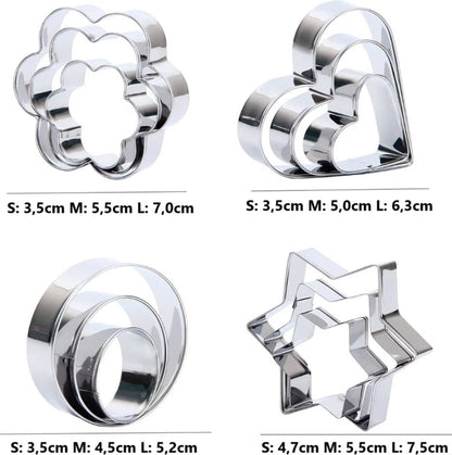 12x Cookie Cutter Set - Cookie Shapes - Flower, Heart, Round, Star - Image 5