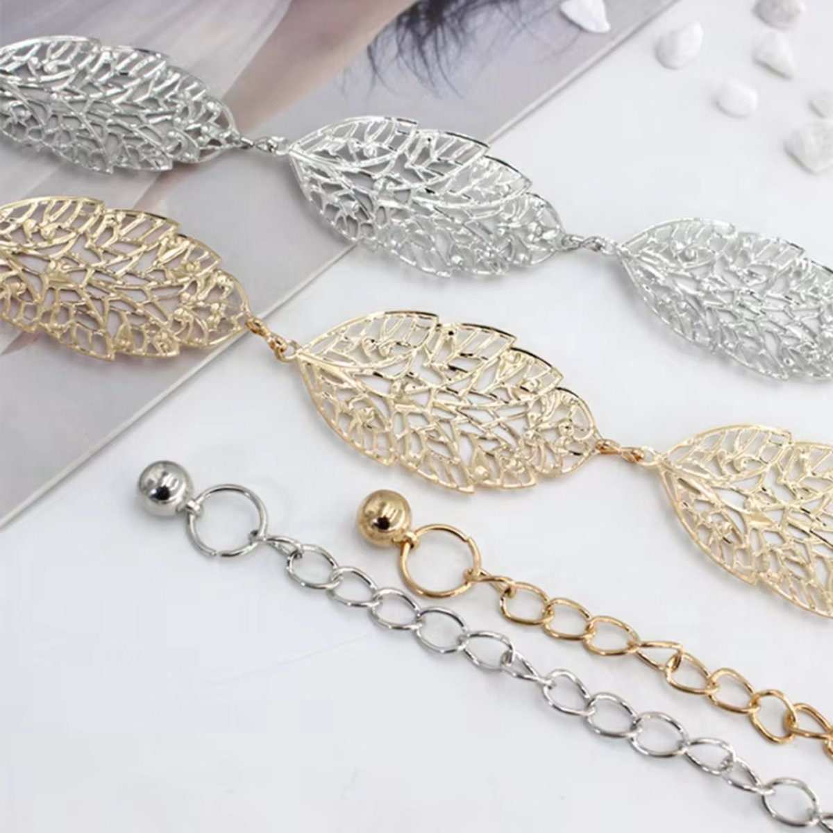Leaf-Shaped Bridal Belt | Belt | Women's Belt | Wedding Accessories | Gold - Image 3