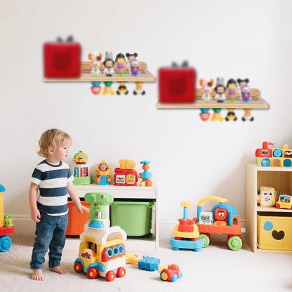 Wooden magnetic shelf for toy figures - wall mount with floating display - 1-tier organizer for children's room with charging station - storage accessories. - Image 3