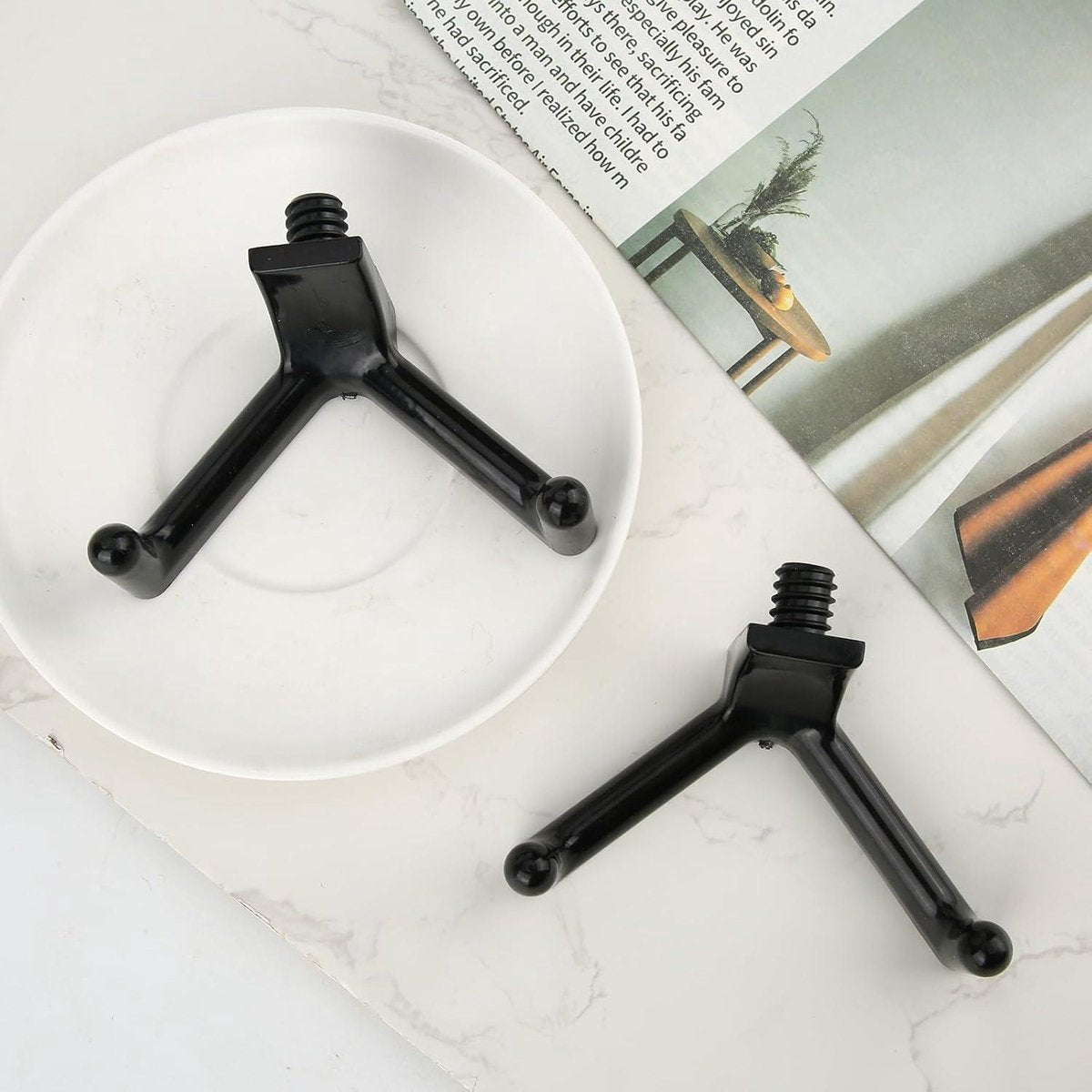 Tool Hooks for Garden Shed - Set of 3 | Double-Head Design for Shovels and Rakes | Handy Storage Accessories | Compatible with Garden Shed - Black - Image 2