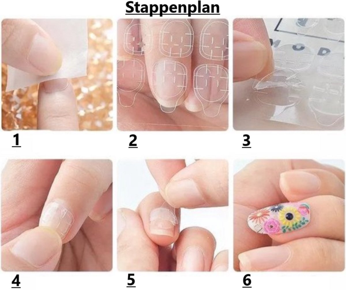 120x (MEGA PACK) Double-Sided Nail Stickers | 5 Sheets | Stick-on Nails | Press-on Nails | Fake Nails | Nail Stickers - Image 2