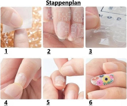 120x (MEGA PACK) Double-Sided Nail Stickers | 5 Sheets | Stick-on Nails | Press-on Nails | Fake Nails | Nail Stickers - Image 2
