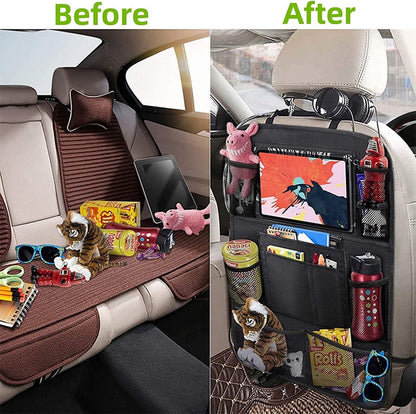 Famanu - Children's Car Organizer, 2 PCS Car Storage Accessories with 24.4 cm iPad Pocket, 10 Pockets for the Car Seat Backrest, Black - Image 5