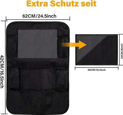 Famanu - Children's Car Organizer, 2 PCS Car Storage Accessories with 24.4 cm iPad Pocket, 10 Pockets for the Car Seat Backrest, Black - Image 6