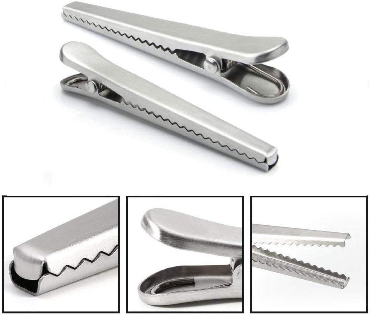 12 Stainless Steel Bag Clips - Airtight Seals for Coffee, Chips & Food - Strong Jaw Grip for Freshness Preservation - Kitchen Organization & Storage Accessories - Silver - Image 2