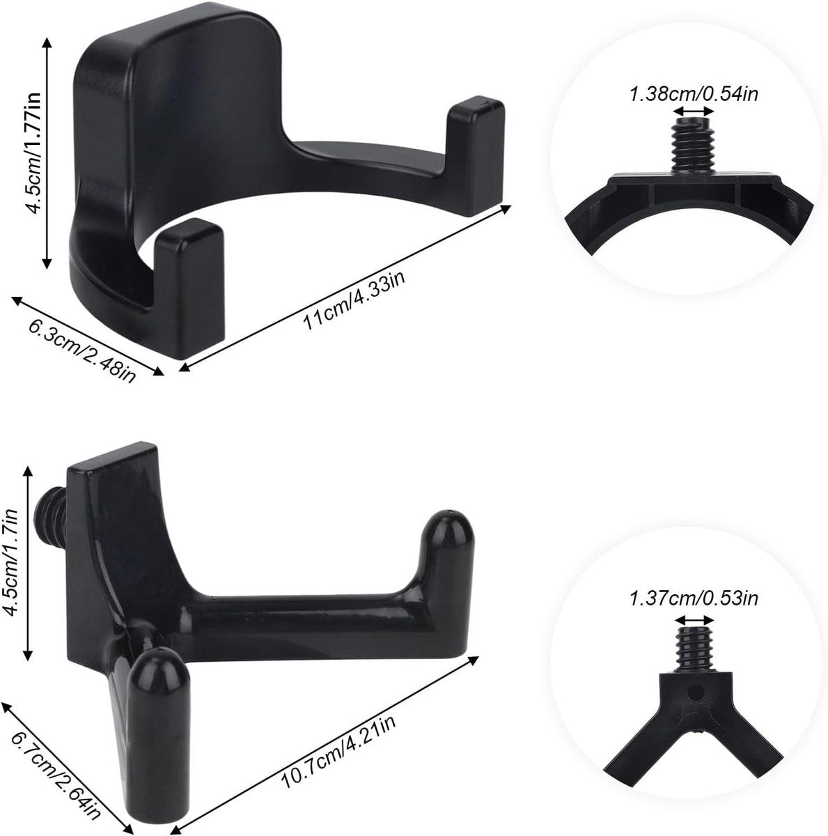 Jhubers Goods - Sanding Hooks - Tool Hangers - Plastic - Sanding Boards - Organization Accessories - Rakes - Shovels - Hammers - Black - 3 pieces - Compatible with - Plastic U-shaped - V-shaped - Storage Accessories - Image 2