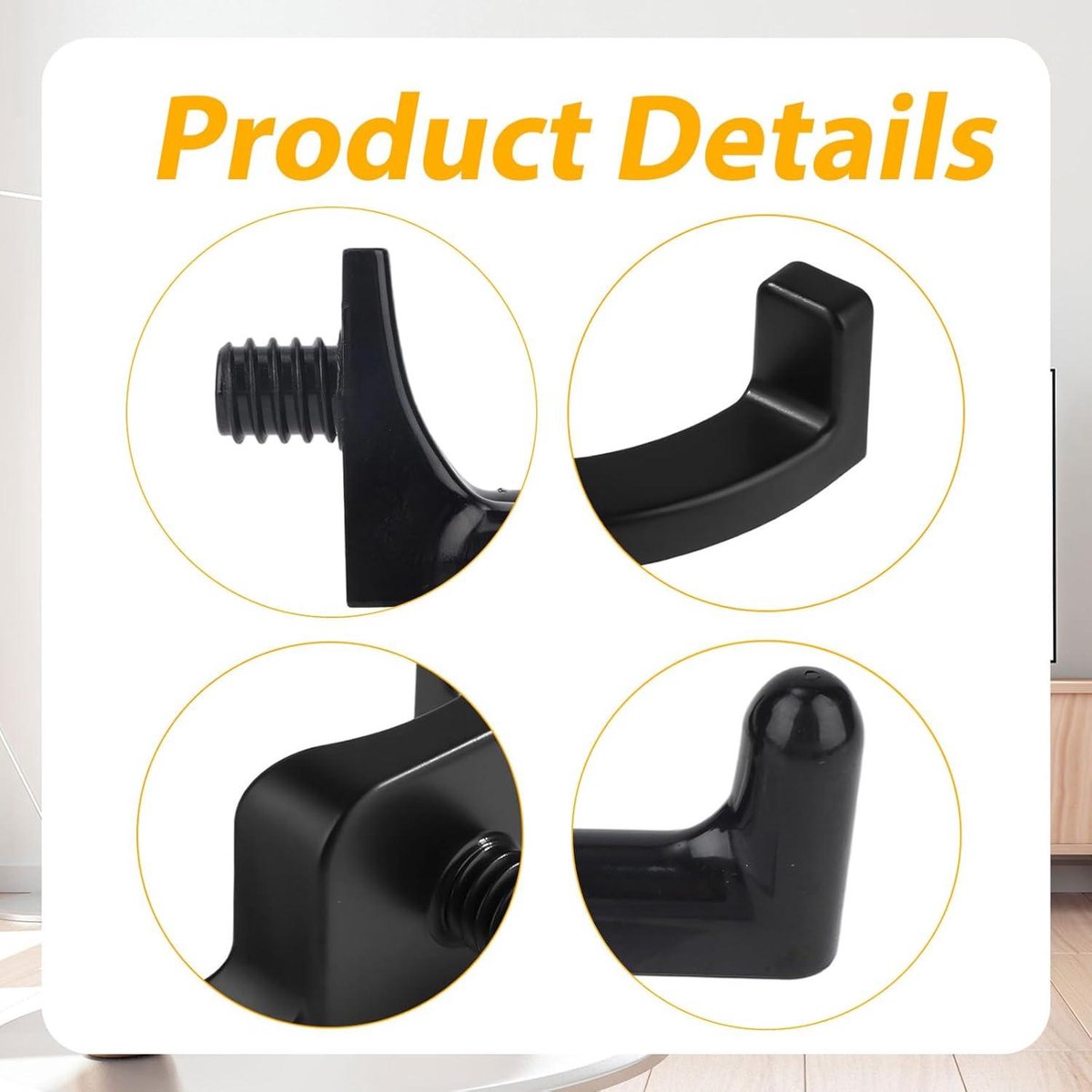 Jhubers Goods - Sanding Hooks - Tool Hangers - Plastic - Sanding Boards - Organization Accessories - Rakes - Shovels - Hammers - Black - 3 pieces - Compatible with - Plastic U-shaped - V-shaped - Storage Accessories - Image 3