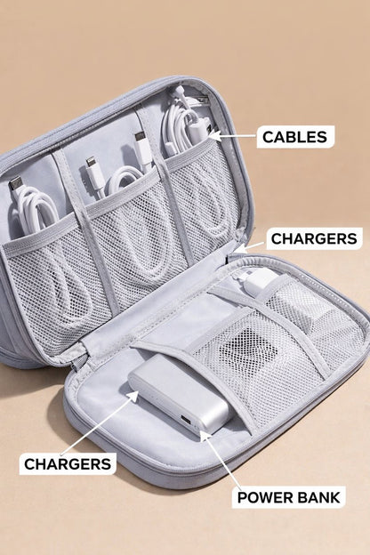 Cable Organizer Bag Grey – Travel & Storage Accessories – Compact & Portable – Water-Repellent – For Cables & Electronics - Image 2