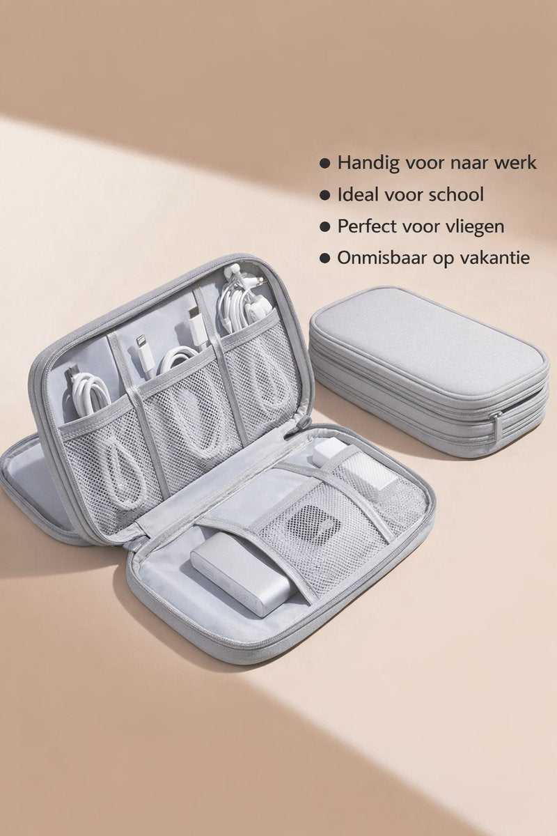 Cable Organizer Bag Grey – Travel & Storage Accessories – Compact & Portable – Water-Repellent – For Cables & Electronics - Image 4