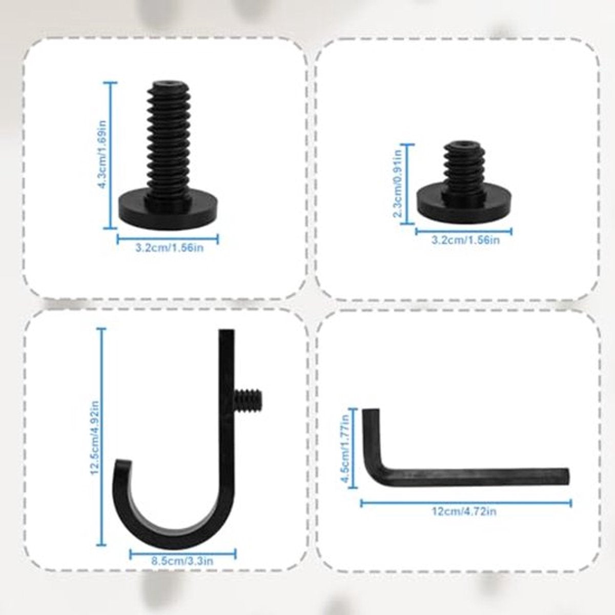 Set of 16 Storage Hooks for Suncast, 5 Black J-Shaped Tool Hooks Organizer with Long Wrench Short Screw Compatible with Suncast/Craftsman Storage Accessories - Image 5