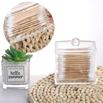 cotton swab holder dispenser large transparent bathroom storage accessories decoration organizer cotton swab cotton ball holder apothecary jar cotton swab cotton ball thread container - Image 2
