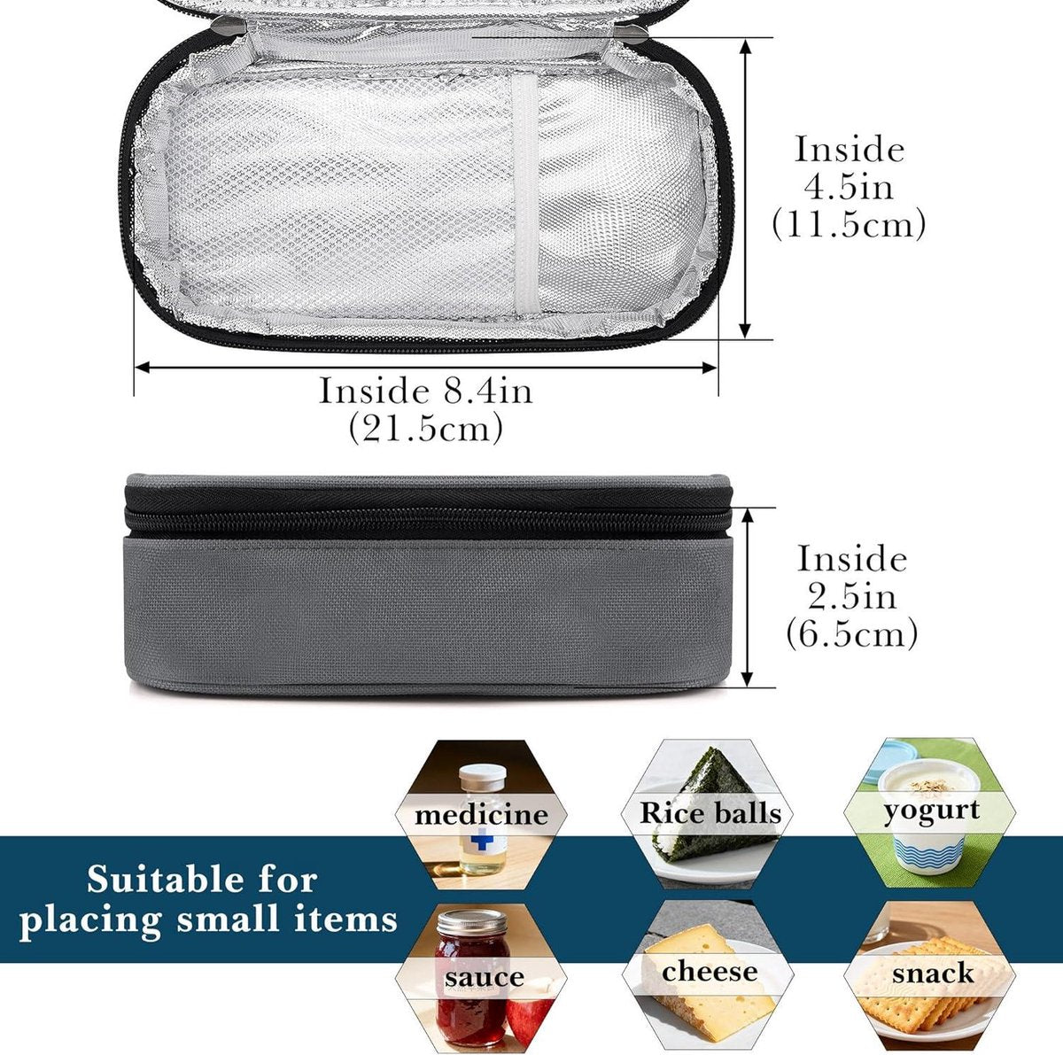 Allecto - Travel Snack Bags - Thermally Insulated Container - Fruit - Lightweight - Leak-Proof Cooler Bag - Portable - Storage Accessories - Picnic - Grey - Suitable for model XYZ. - Image 5
