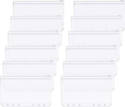 12 money envelopes with 6 holes for A6 size - Budget sleeve for receipts - Storage accessories with binding spine - Savings accessories