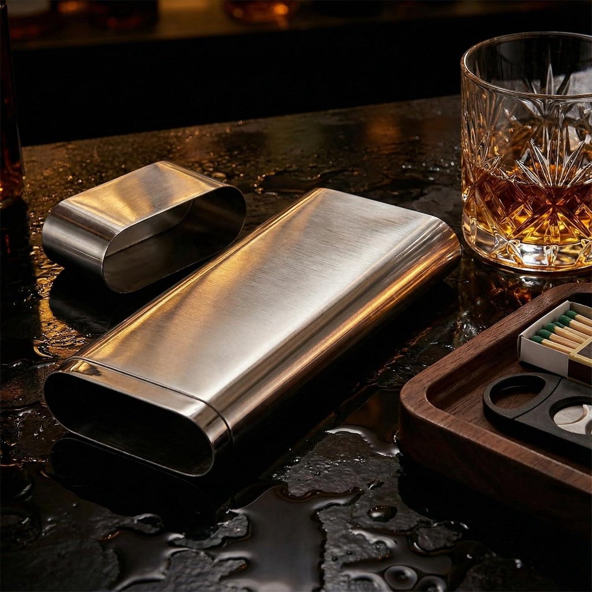 Stainless Steel Travel Case Portable Holder for Light Humidor Storage Accessories with Handle - Image 3
