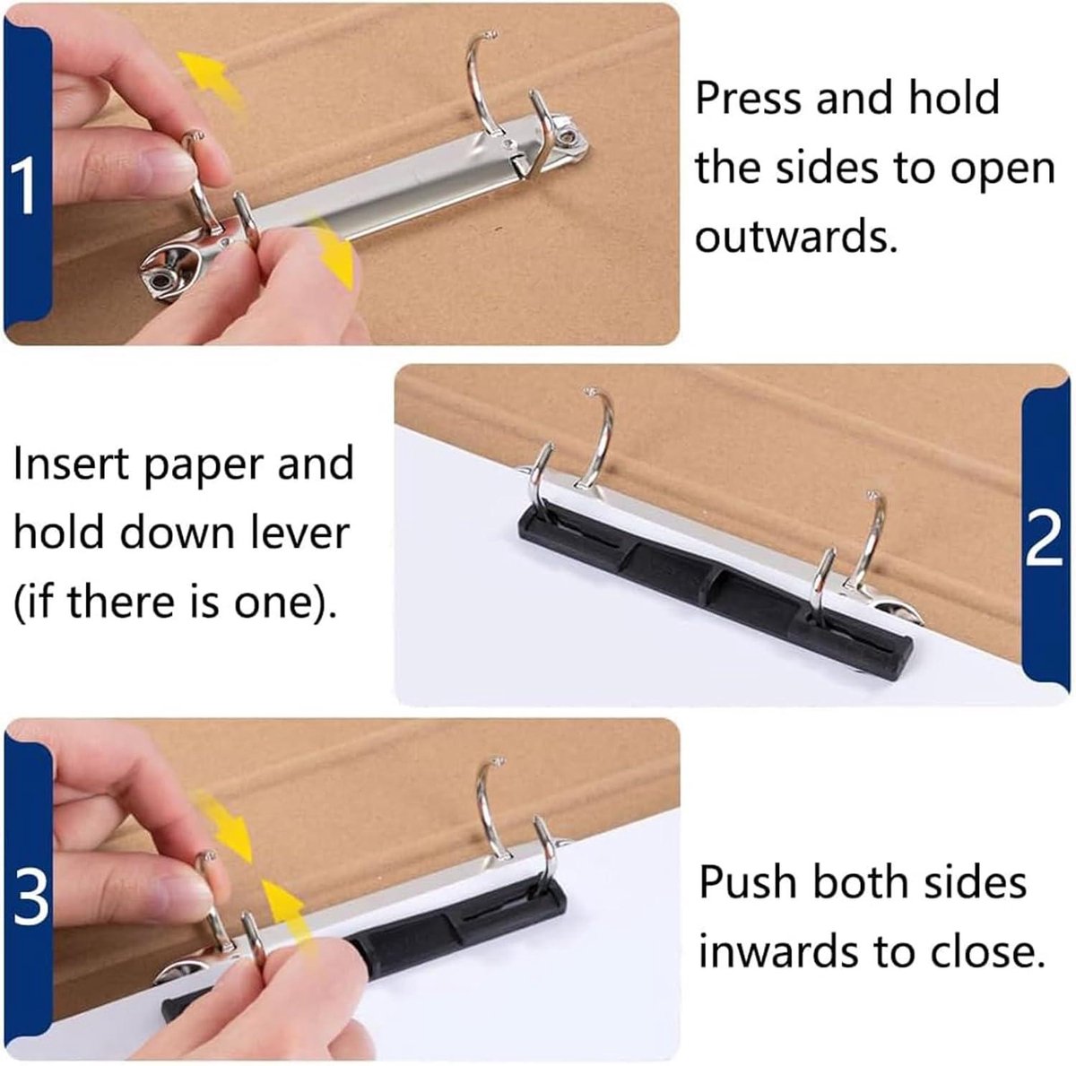 5 pieces D-shaped metal clip ring binder mechanism - set of 2 ring binders for papers, textbook, documents - school supplies - storage accessories - Image 8