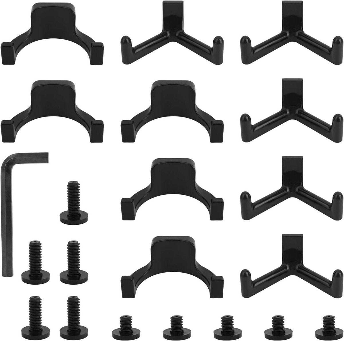 Allecto plus - Tool Storage Brackets, Set of 21, Y/U-Shape, Black, Includes Wrench, Shed Storage Accessories - Compatible with Suncast and Craftsman