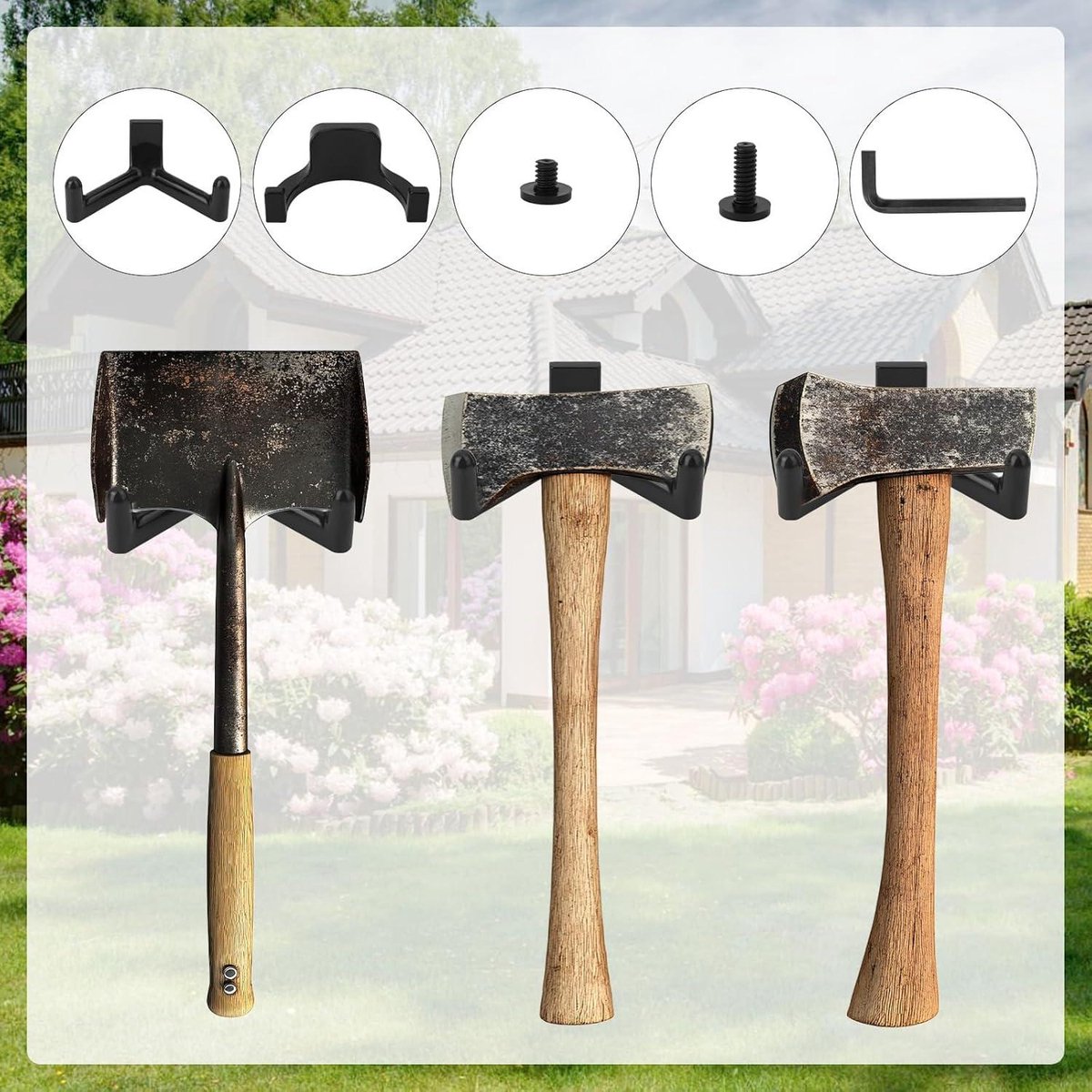 Allecto plus - Tool Storage Brackets, Set of 21, Y/U-Shape, Black, Includes Wrench, Shed Storage Accessories - Compatible with Suncast and Craftsman - Image 5
