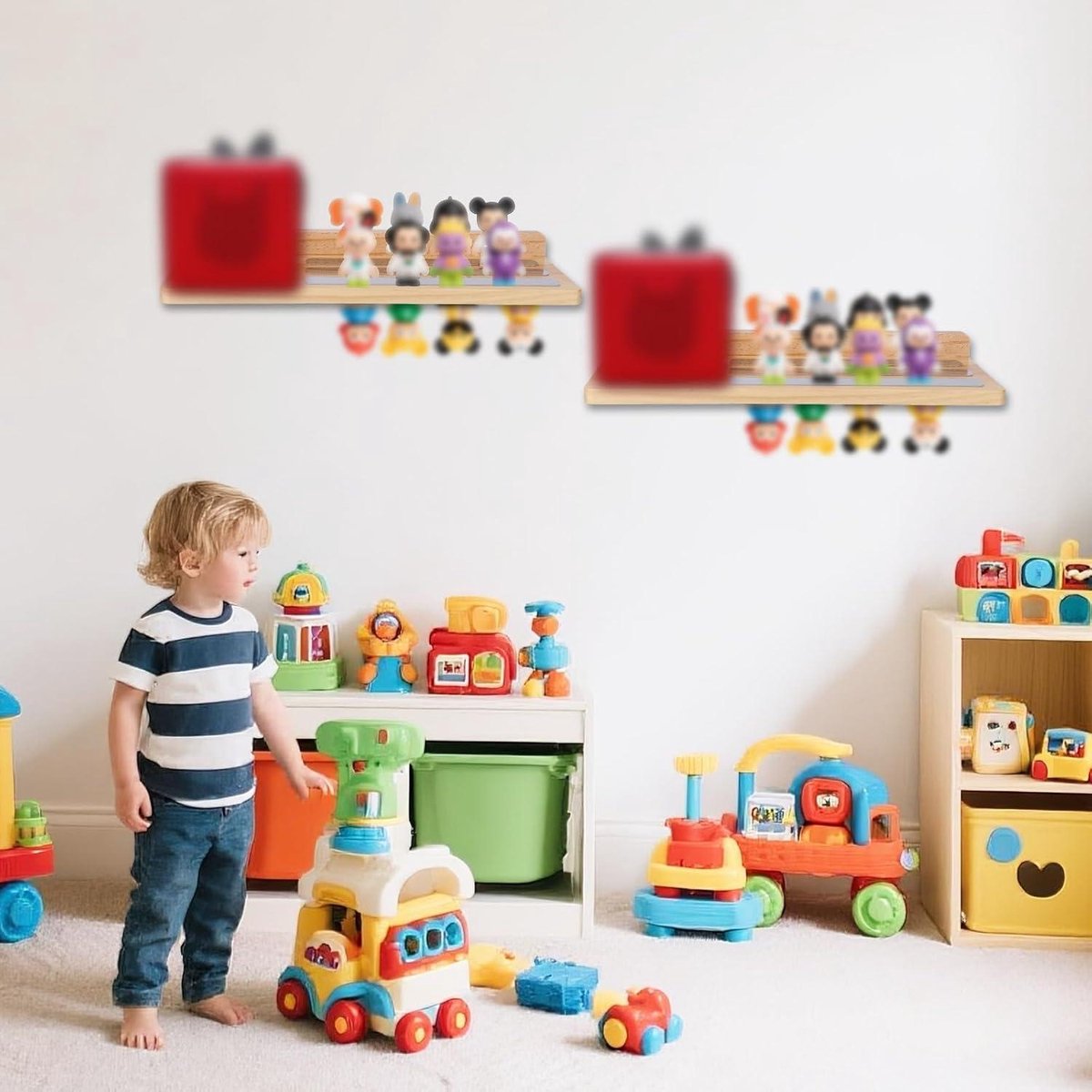 Allecto plus - Magnetic Shelf for Tonies, Wooden Display Shelf for Toy Figures with Charging Station - Nursery Organizer with Floating Design and Storage Accessories. - Image 7