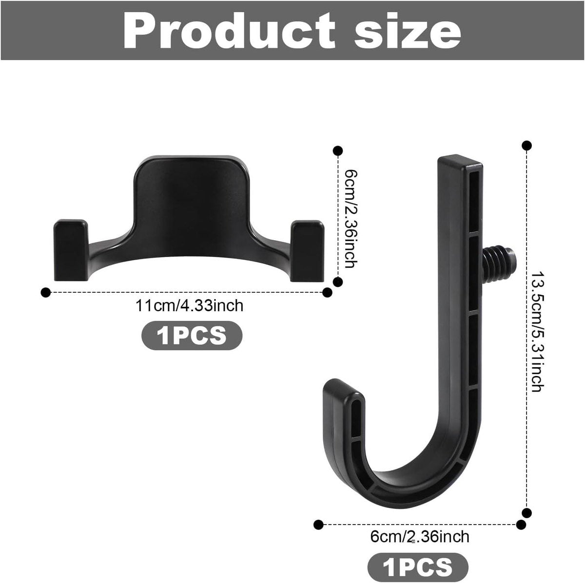 Allecta - Set of 2 Storage Hooks for Sheds | V-Shaped Tool Hooks | Storage Accessories - Black | Suitable for Craftsman Sheds - Image 4
