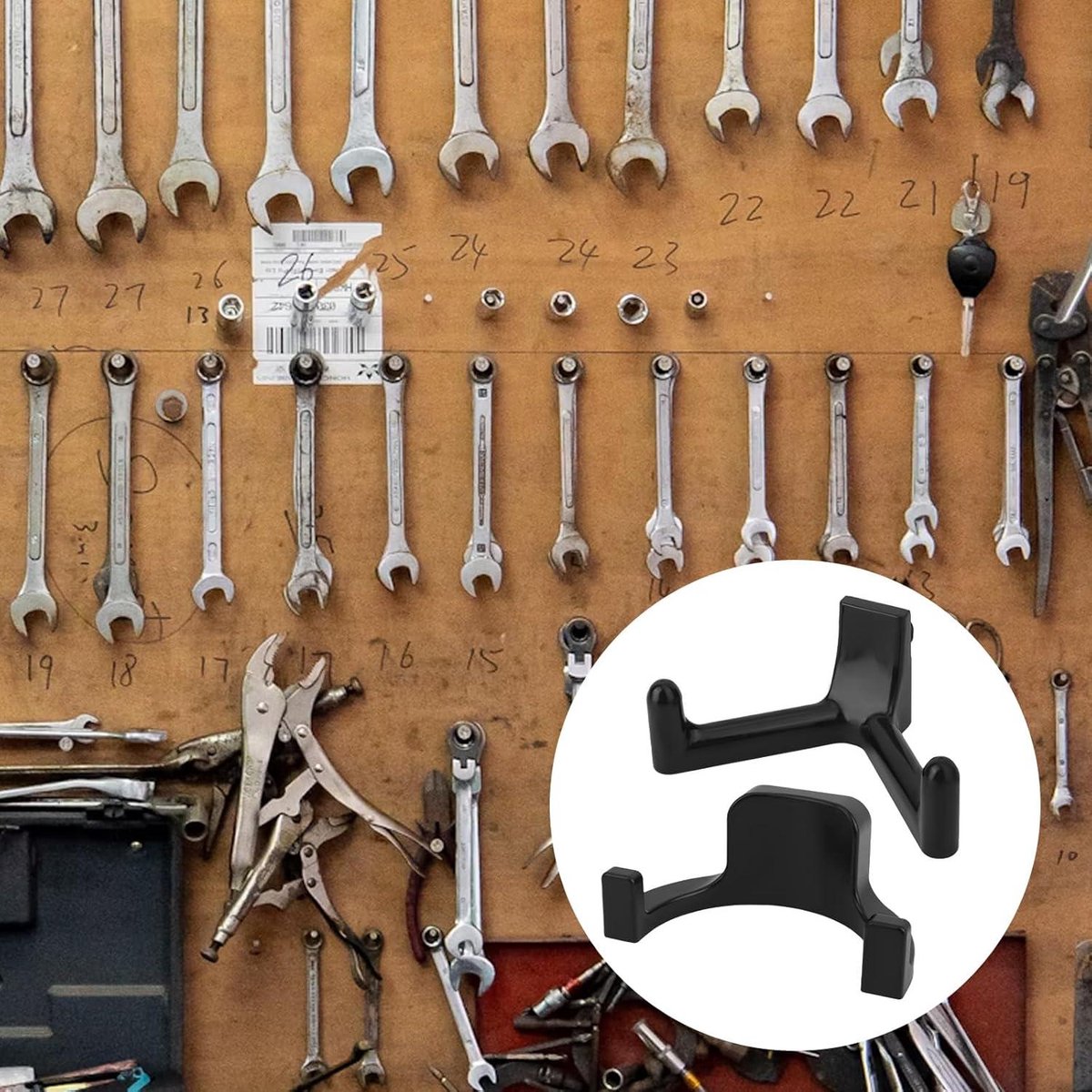 21-Piece Tool Storage Hooks - Black Y/U-Shaped Hooks with Wrench - Shed Storage Accessories - Compatible with Suncast and Craftsman - Image 7