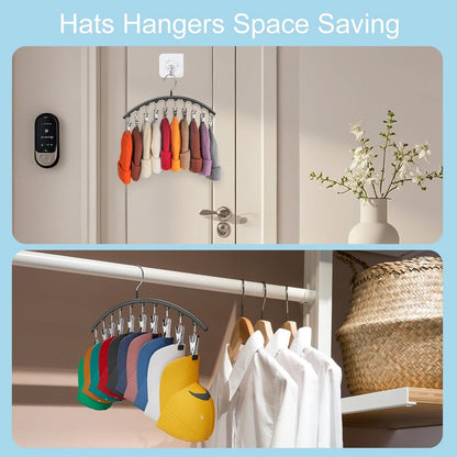 2 pieces - Hat rack - clothes rack - sock clip - hat rack for the wardrobe - storage accessories - suitable for drying clothes, socks and hats - black - 37*23 cm - Image 2