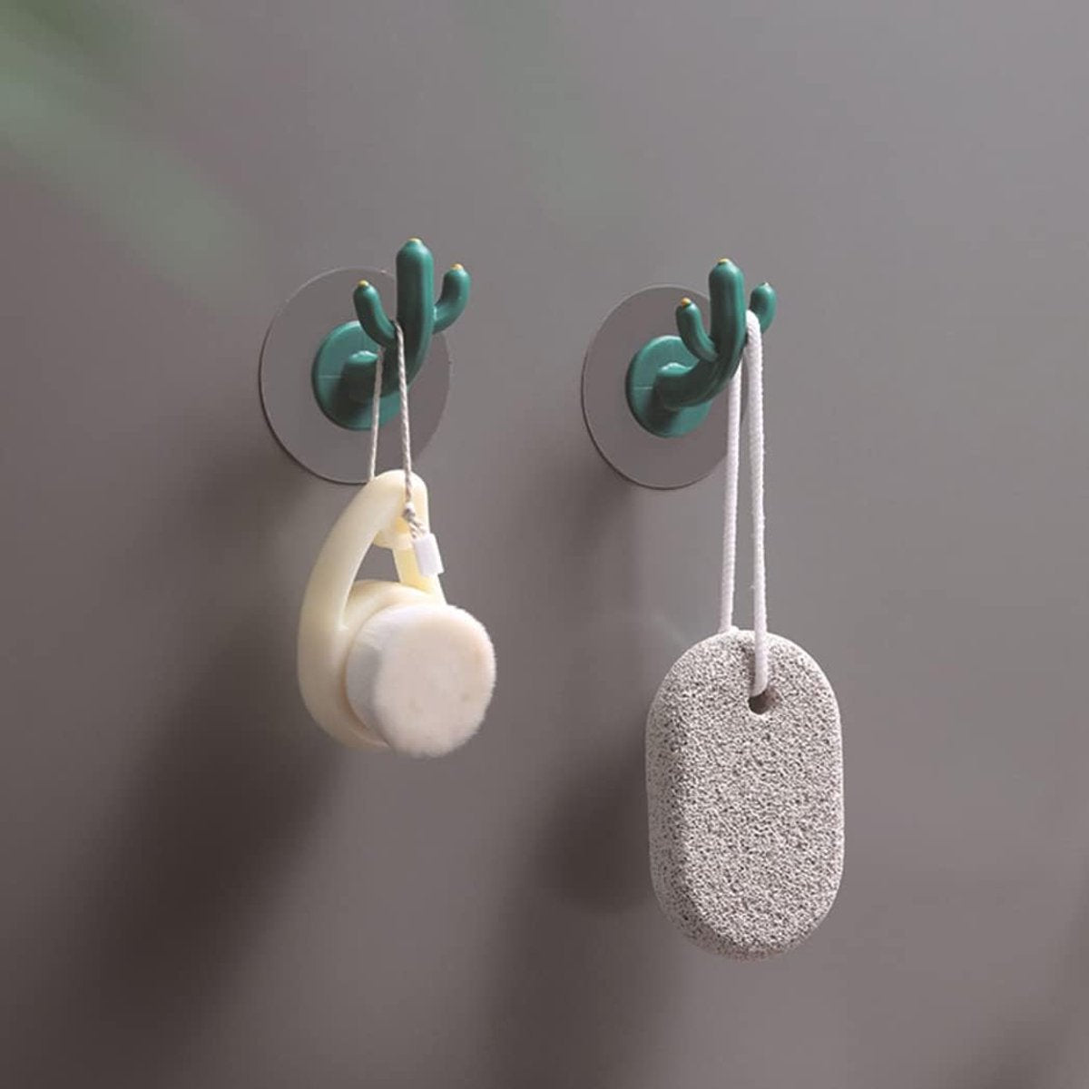 4 pieces - Hooks - Storage racks - Wall mounting - Storage accessories - No drilling required - Home decoration - Suitable for behind doors - Bathrooms - Kitchens - Green - 6*3.8 cm - Image 2