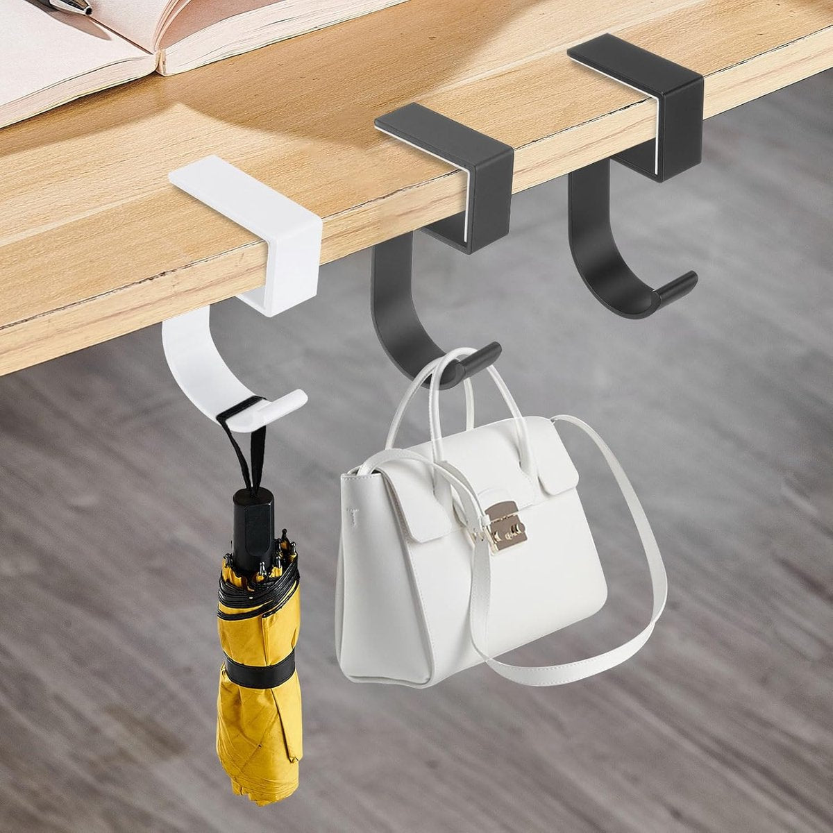 4 pieces - Hooks - Desk hooks - Backpack hooks - Storage accessories - No drilling required - Suitable for desks, bedrooms, study rooms, and living rooms - White - 4.8*2*10 cm - Image 2