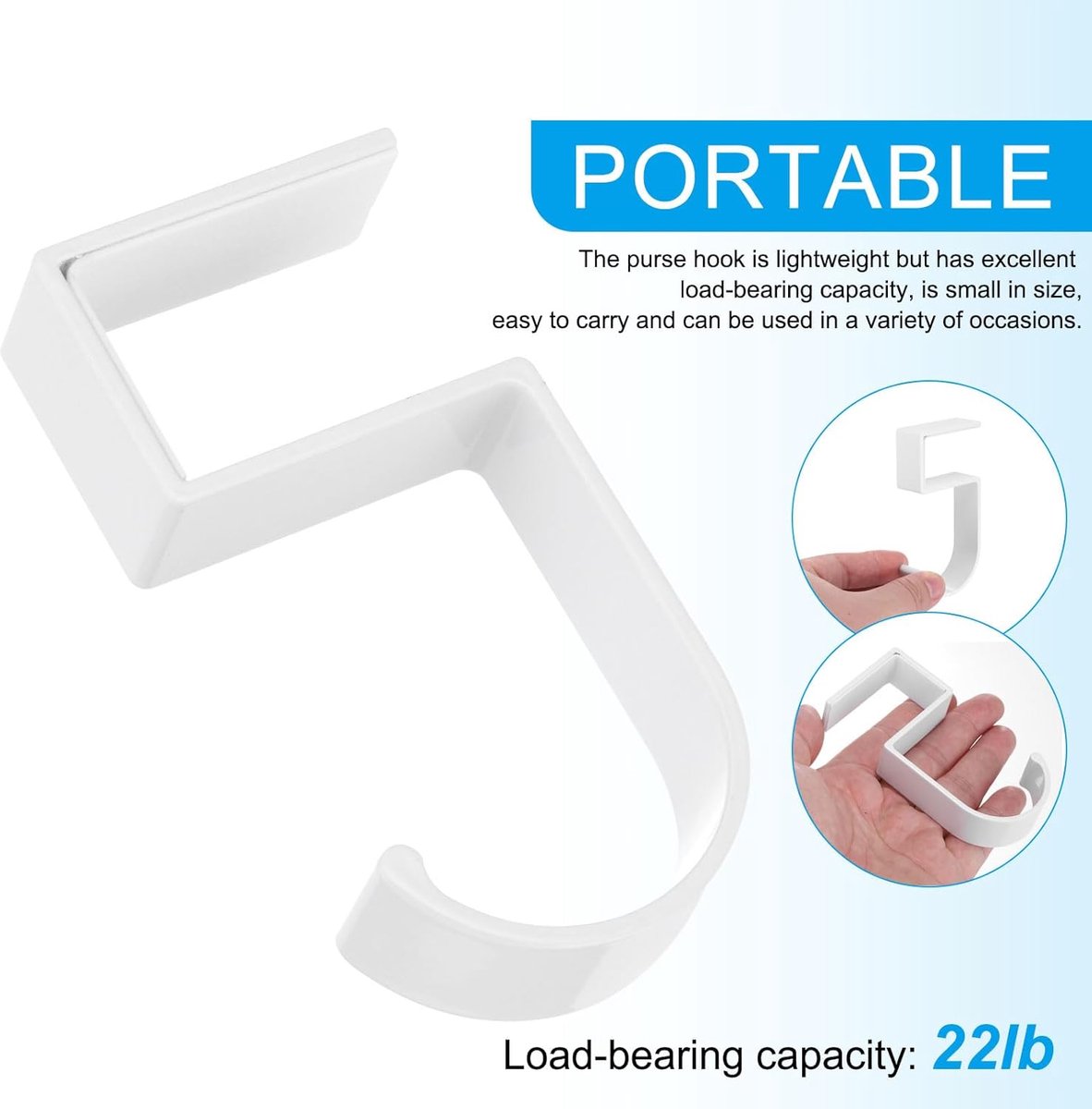 4 pieces - Hooks - Desk hooks - Backpack hooks - Storage accessories - No drilling required - Suitable for desks, bedrooms, study rooms, and living rooms - White - 4.8*2*10 cm - Image 4