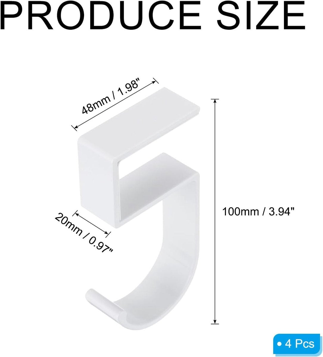 4 pieces - Hooks - Desk hooks - Backpack hooks - Storage accessories - No drilling required - Suitable for desks, bedrooms, study rooms, and living rooms - White - 4.8*2*10 cm - Image 5