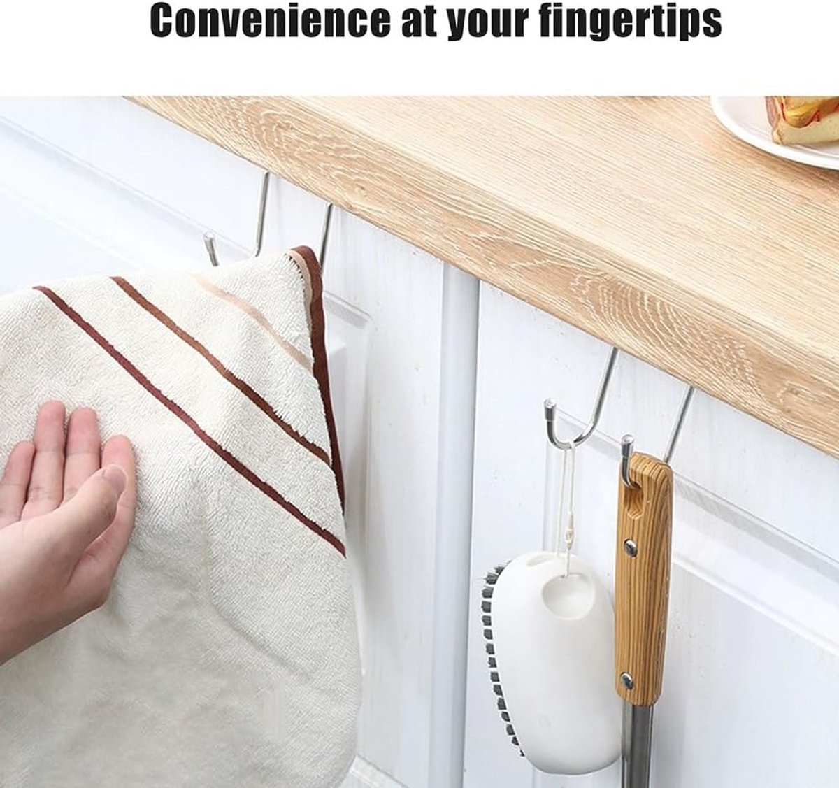 4 pieces - Hooks - Cabinet door hooks - S-shaped hooks - Storage hooks - Storage accessories - Suitable for kitchens, bathrooms, cabinets, nightstands - Silver - 6.5*2.5*7.5 cm - Image 3