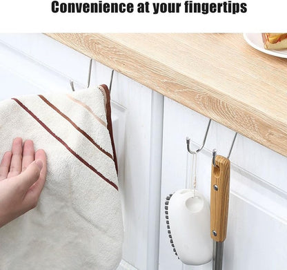 4 pieces - Hooks - Cabinet door hooks - S-shaped hooks - Storage hooks - Storage accessories - Suitable for kitchens, bathrooms, cabinets, nightstands - Silver - 6.5*2.5*7.5 cm - Image 3