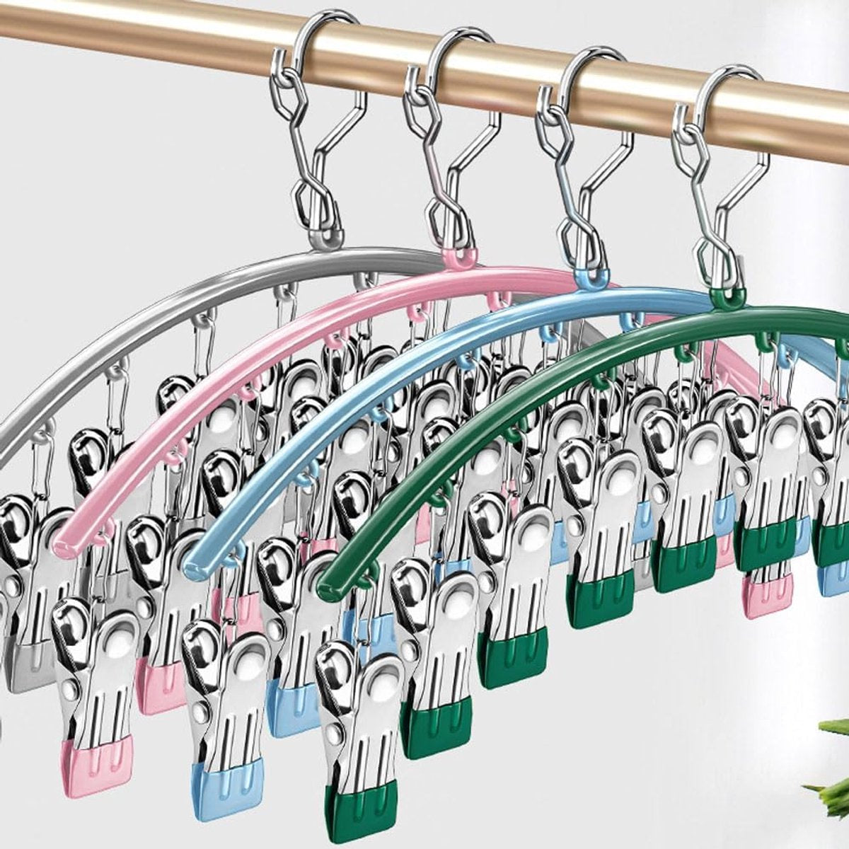 2 pieces - Clothes rack - sock clips - clothes hangers - storage accessories - suitable for drying socks and underwear - pink - 41*24.5 cm - Image 4