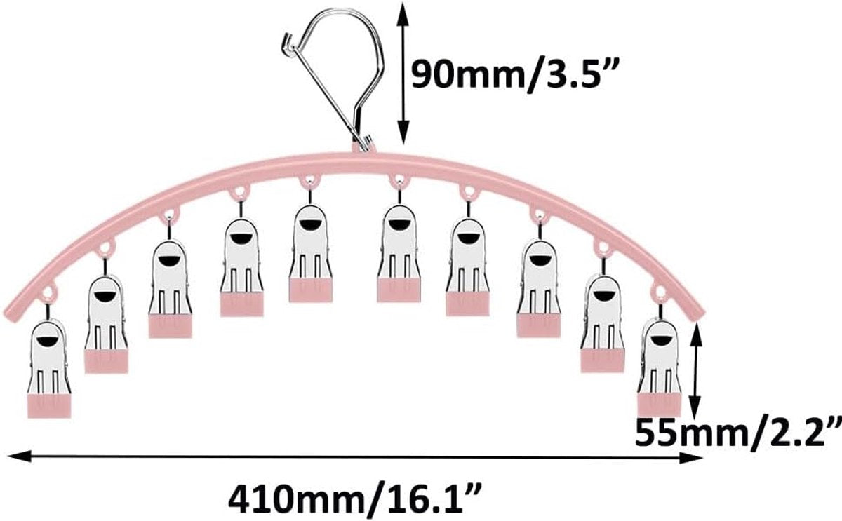 2 pieces - Clothes rack - sock clips - clothes hangers - storage accessories - suitable for drying socks and underwear - pink - 41*24.5 cm - Image 5