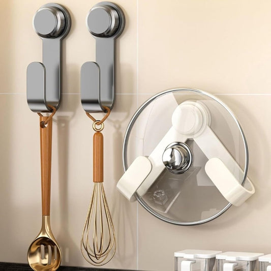 2 pieces - Hooks - Suction hooks - Pot lid racks - Storage racks - Rotatable - Storage accessories - Suitable for kitchens, bedrooms and bathrooms - Black - 3*5*19.5 cm - Image 2