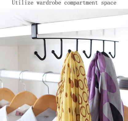 Storage rack - hooks - multifunctional hooks - nail-free hooks - storage accessories - suitable for cabinets, wardrobes and kitchen storage - black - 26.5*7.5 cm - shelf thickness less than 2.7 cm - Image 4