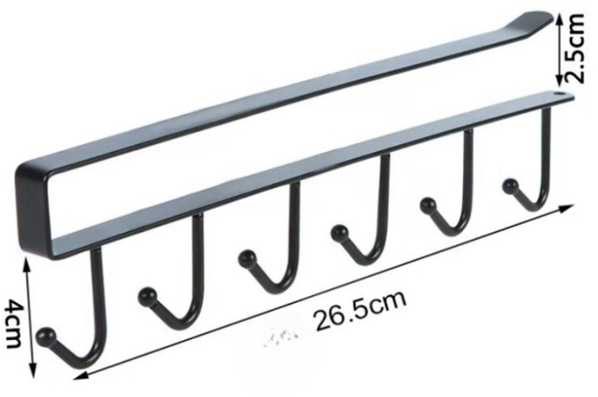 Storage rack - hooks - multifunctional hooks - nail-free hooks - storage accessories - suitable for cabinets, wardrobes and kitchen storage - black - 26.5*7.5 cm - shelf thickness less than 2.7 cm - Image 5
