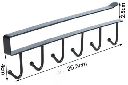Storage rack - hooks - multifunctional hooks - nail-free hooks - storage accessories - suitable for cabinets, wardrobes and kitchen storage - black - 26.5*7.5 cm - shelf thickness less than 2.7 cm - Image 5