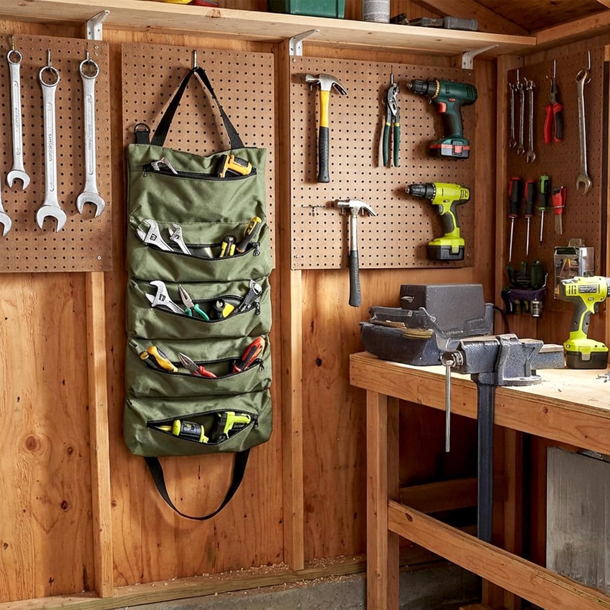Tool bag - storage bag - tool bag - tools not included - foldable - portable - storage accessories - suitable for electricians and repairmen - tool bag - green - 47*28 cm - Image 2