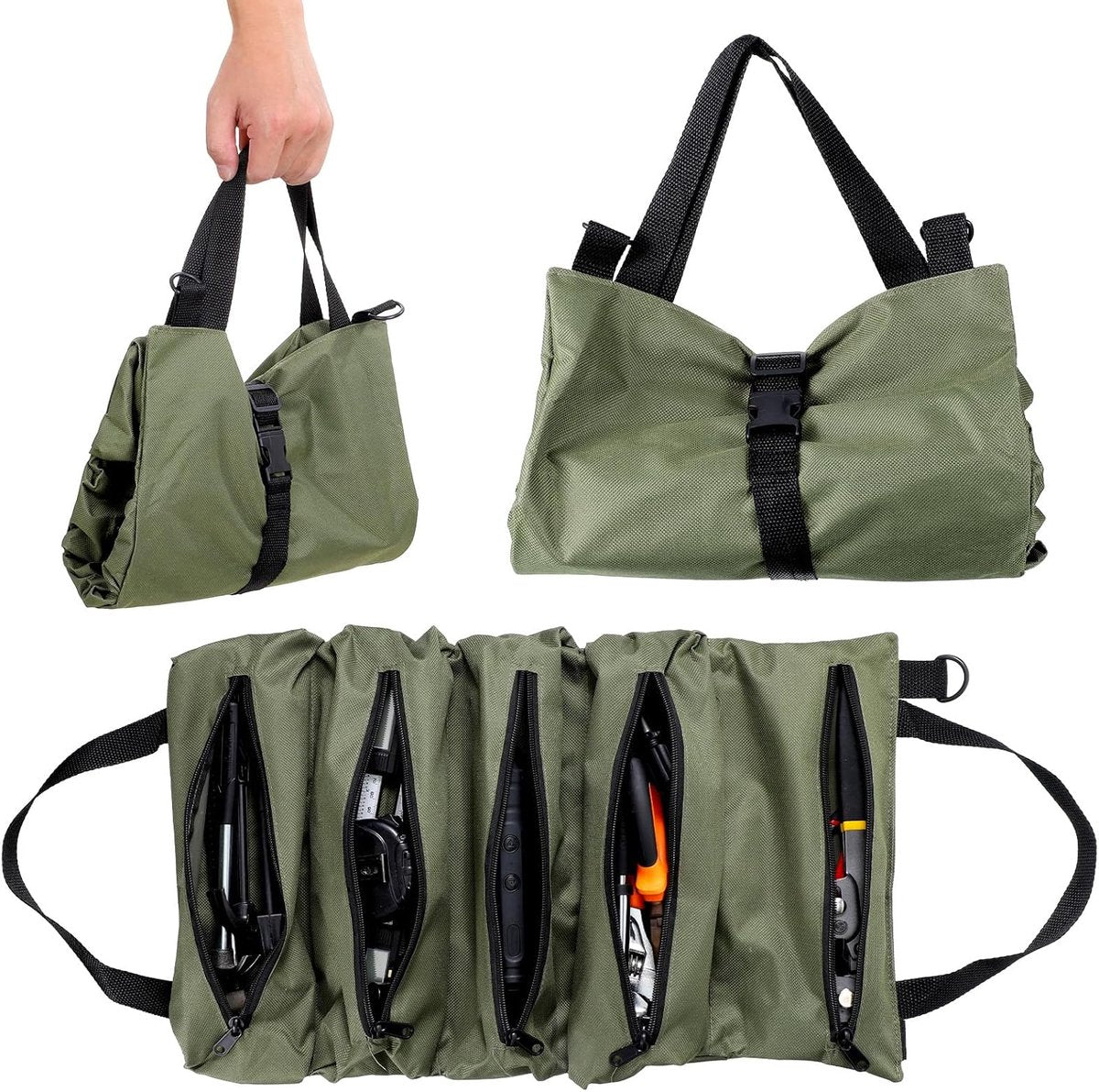 Tool bag - storage bag - tool bag - tools not included - foldable - portable - storage accessories - suitable for electricians and repairmen - tool bag - green - 47*28 cm - Image 7