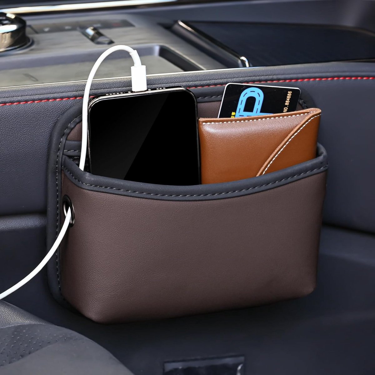 Car storage bag - 18*15*5.5 cm - Car storage bag - Storage - Universal car storage bag - Self-adhesive storage bag - Car essentials - Universal storage accessories for the car seat holder - Image 2