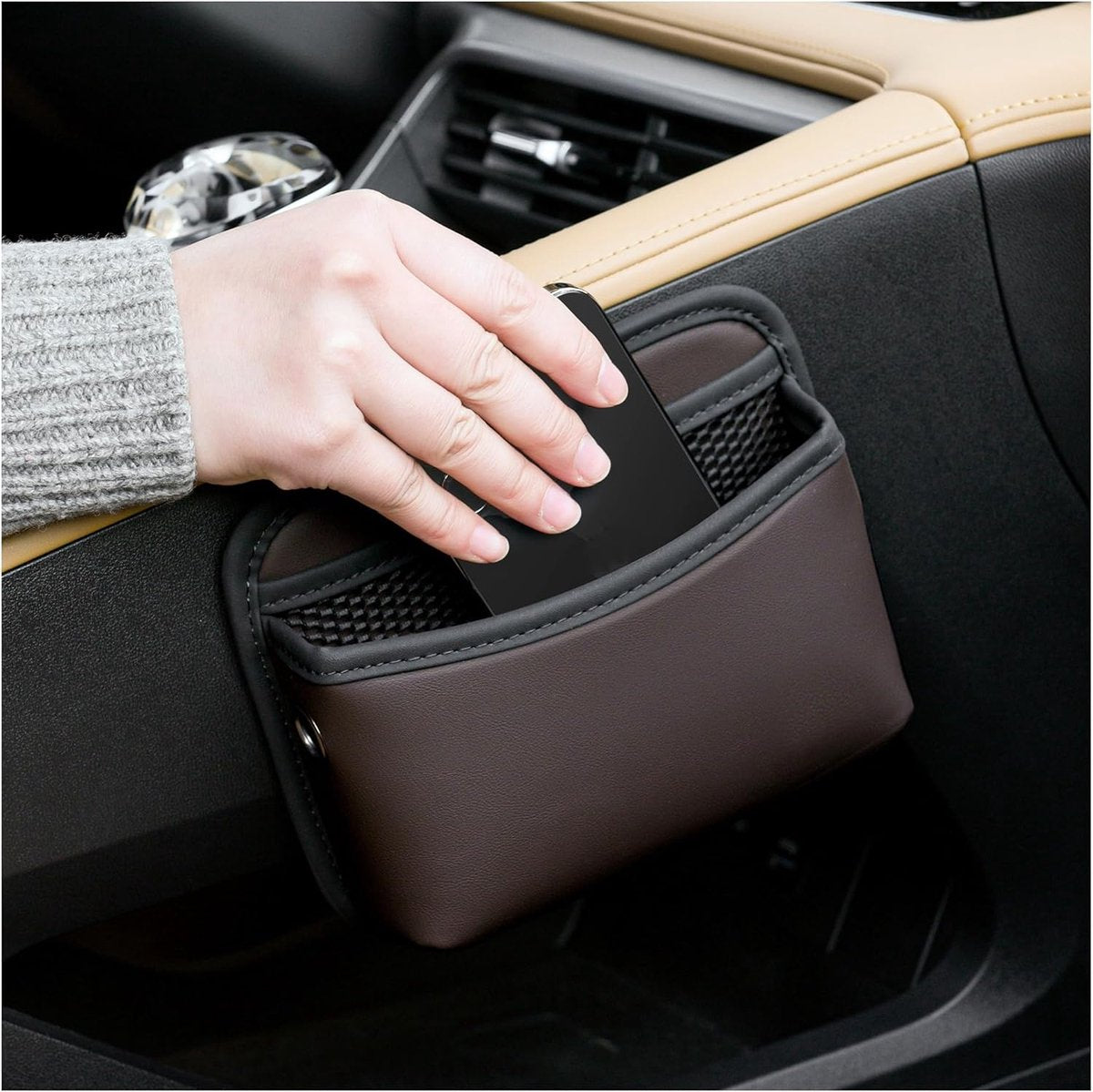 Car storage bag - 18*15*5.5 cm - Car storage bag - Storage - Universal car storage bag - Self-adhesive storage bag - Car essentials - Universal storage accessories for the car seat holder - Image 2