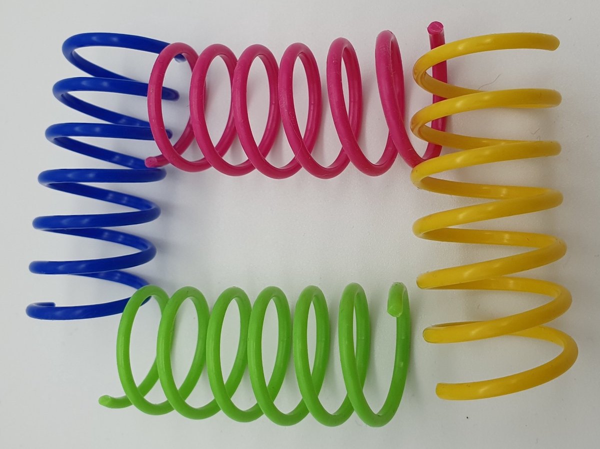 Springs Cat Toys – 20 Cat Feathers in 4 Colors – Spirals - Image 3