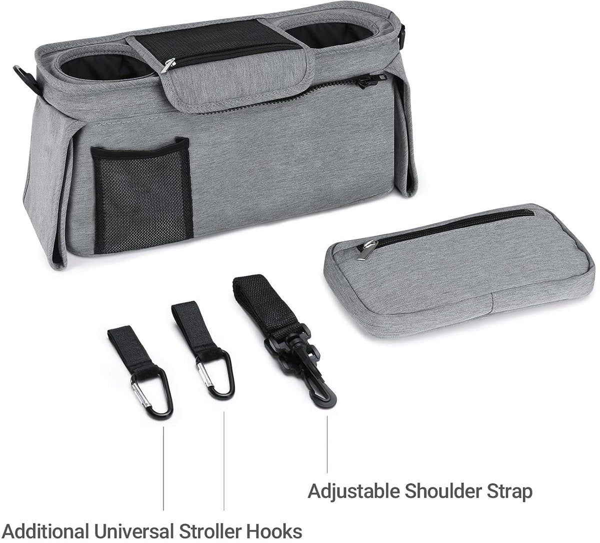 Universal storage bag for stroller - with drink holder - cup holder - stroller storage accessories - large capacity stroller bag - Image 5