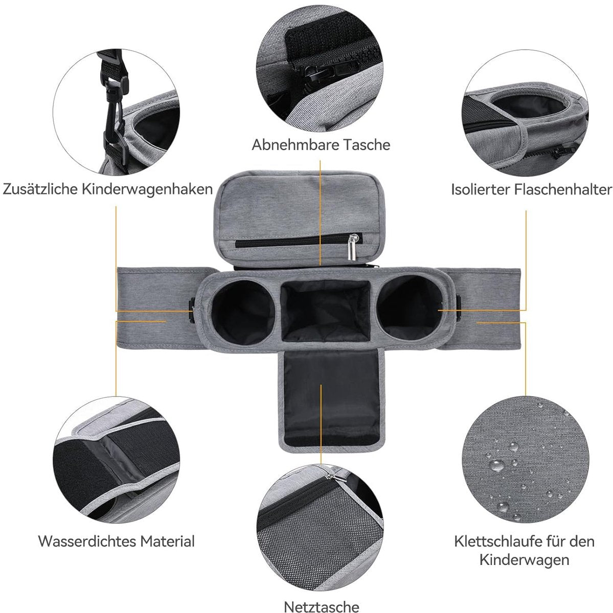 Universal storage bag for stroller - with drink holder - cup holder - stroller storage accessories - large capacity stroller bag - Image 4