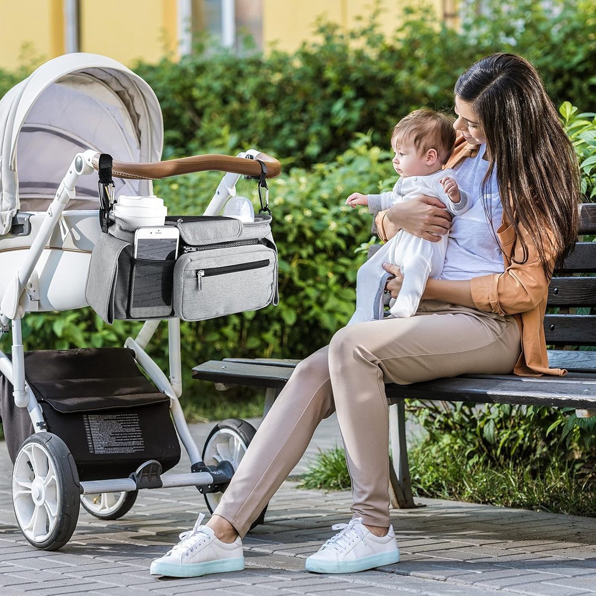 Universal storage bag for stroller - with drink holder - cup holder - stroller storage accessories - large capacity stroller bag - Image 5