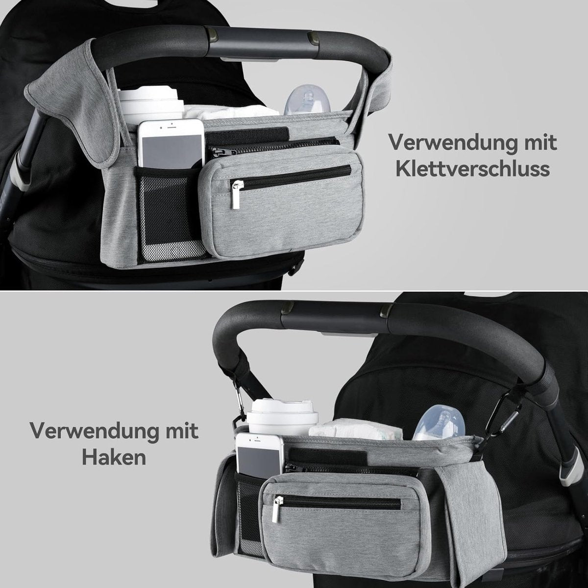 Universal storage bag for stroller - with drink holder - cup holder - stroller storage accessories - large capacity stroller bag - Image 6