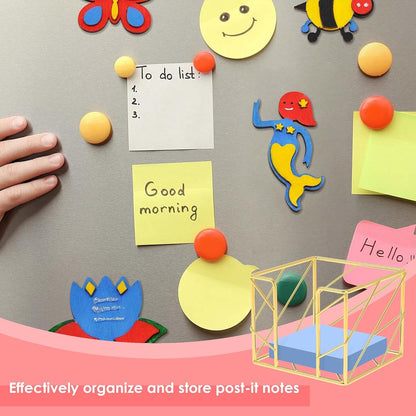 Sticky Note Organizer - Storage Rack - Metal Storage Rack - Creative Openwork Note Box - Desk Storage Accessories - Post-it Holder - Gold - Image 4