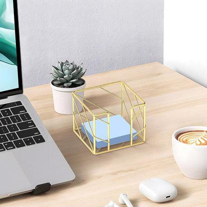 Sticky Note Organizer - Storage Rack - Metal Storage Rack - Creative Openwork Note Box - Desk Storage Accessories - Post-it Holder - Gold - Image 5